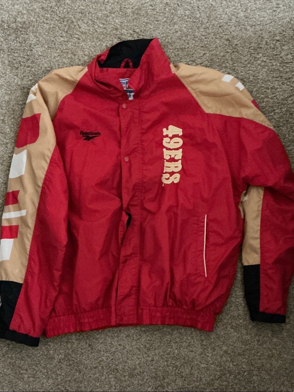 Reebok Red and Gold 49ERS Team Windbreaker Jacket